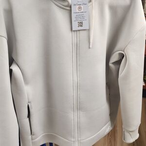 New Balance Women’s Light Gray 247 Sport Full Zip Hoodie. Size L